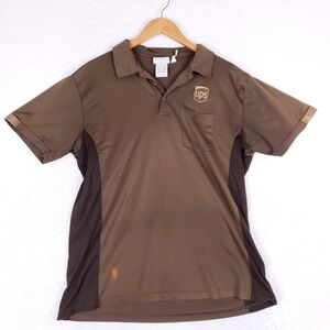 WearGuard UPS Uniform Polo Shirt Mens Large L Brown Short Sleeve Pocket Workwear